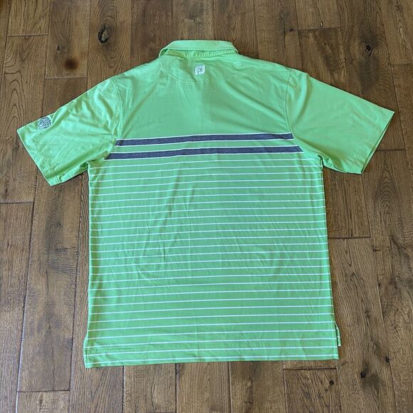 FootJoy FJ Men's Green Grey Striped Short Sleeve Logo Polo Golf Shirt Size L - Picture 6 of 7